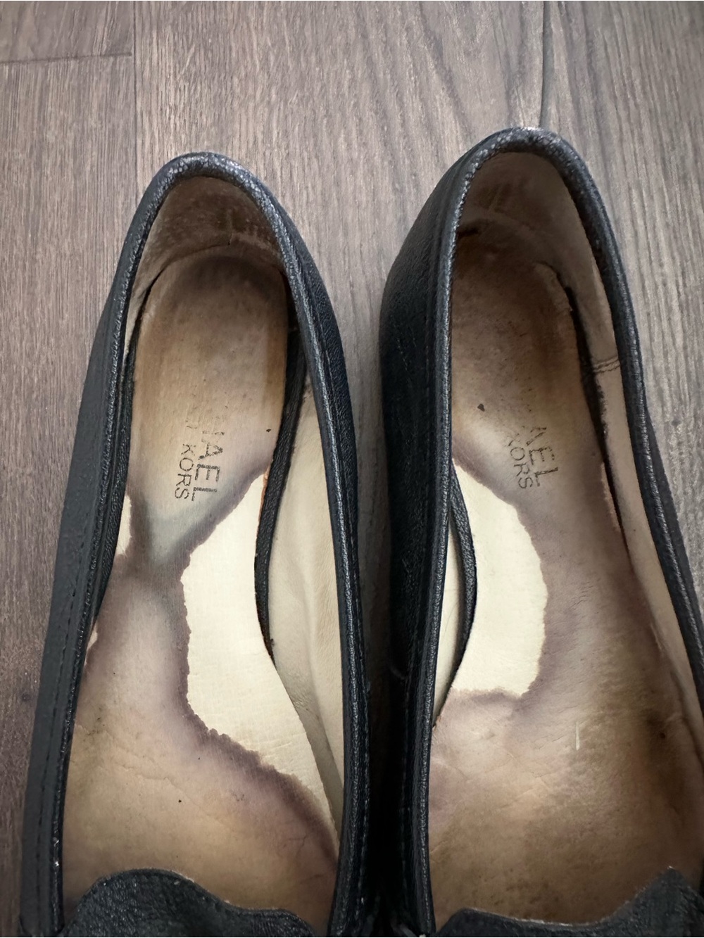 Michael Kors Black Leather Loafers with Gold Buckle Detail - Picture 10 of 12